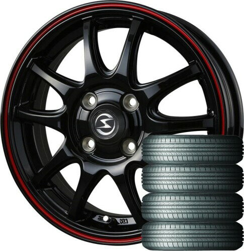 S-HOLD S-5V (14×4.5J 4-100 +45) ブラック/レッドライン + ROADSTONE(ロードストーン) Eurovis HP02 155/65R14