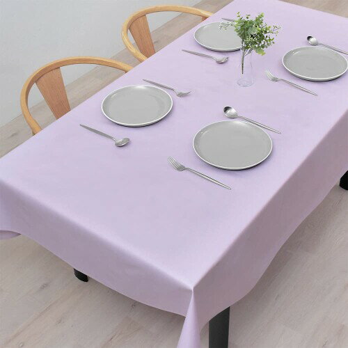 スタイルデコール(STYLE Decor) テーブルクロス ラミネート ビニール 防水 北欧 おしゃれ 120cm×150cm ペールライラック W4802900
