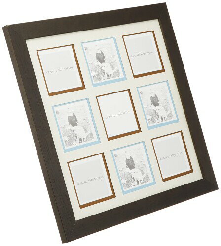 A.P.J. フォトフレーム プレーンスクエアマット付フレーム ブラウン 33cm角 9窓 ミニ (75×75 ) 731690