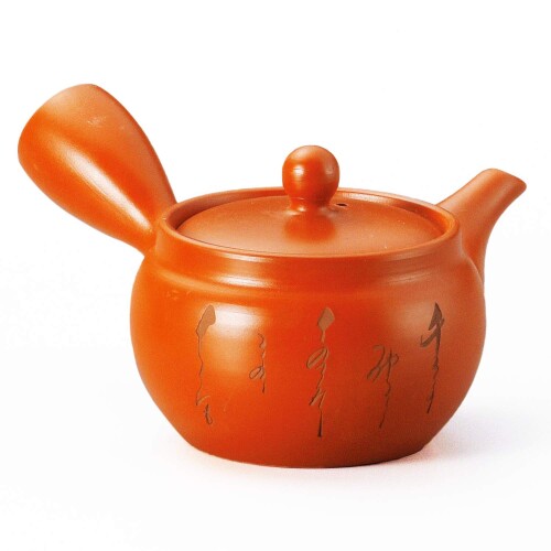 常滑焼 富仙 深むし 急須 朱泥 福型細字 Y703