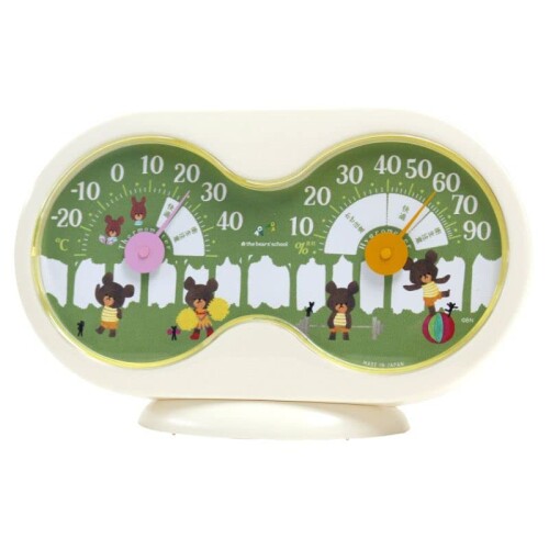 EMPEX くまのがっこう 温・湿度計(楕円二連型) 94×150×35mm