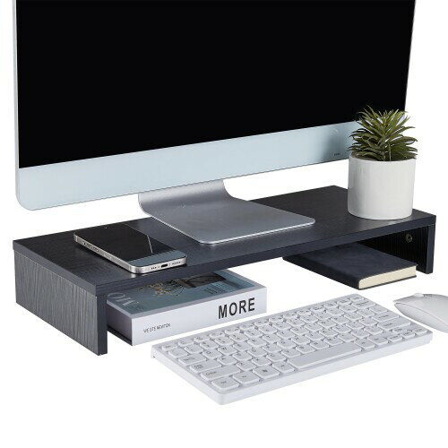 VECELO モニター台 卓上 幅50X奥行19.7X高さ7.8CM 組立簡単 プリンター台 卓上収納 文具収納 姿勢改善 ..