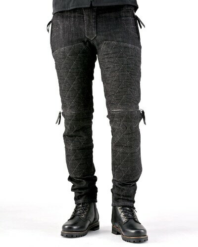 (マックスフリッツ) バイク用 ライディングパンツ 春夏秋 ジーンズ ストレッチ素材 ダブルニーデザートパンツ MFP-2470 ブラック レディース L(42)