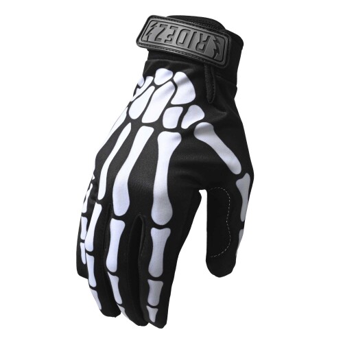 バイクグローブ 夏 メッシュ ストレッチ スマホ対応 自転車 バイク用 春夏 メンズ レディース 骨 ドクロ メンテナンス グローブRMG241-ボーン-M