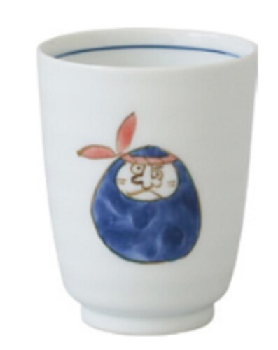 ワールド・クリエイト 鉢巻だるま 湯呑 青 サイズ：約[ファイ]7 H6.5 13173