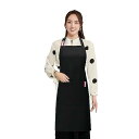 (anyasun) エプロン H型 首掛け シンプル 女性用 3点セット 大容量ポケット 仕事用 料理教室 家庭用 カフェエプロン (D03:ブラック)