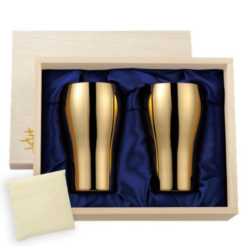 J-kitchens タンブラー 24金メッキ桐箱セット 200ml 日本製 （SimpleBag ベトナム製 セット）