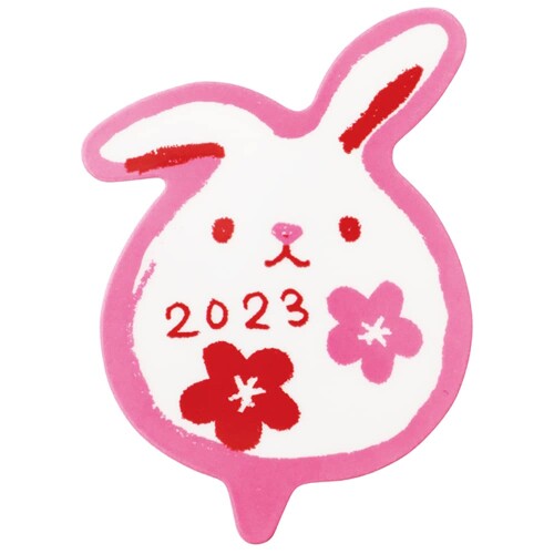 ヘッズ 日本製 ケーキピック 3.4×4.7cm ピンク 100枚 2023干支 うさぎ HEADS 23ET-PC1