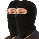 (Trifong) フルフェイスマスク 夏用 冷感 通気性 覆面 黒 2枚 目出し帽 フェイスカバー バイク マスク 防晒 吸汗速乾 ?性 フェイスマスク バラクラバ 紫外線軽減 ブラック