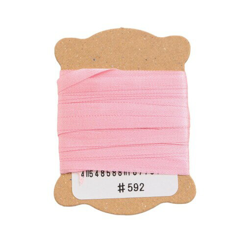日本紐釦 正絹 刺しゅうリボン 巾3.5mm×約5m巻 ピンク KSR-592-5M
