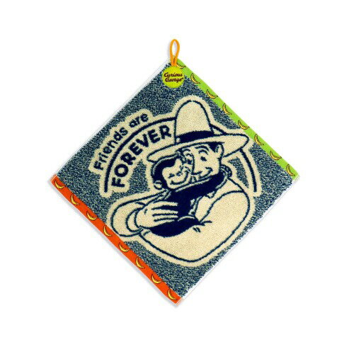 おさるのジョージ Curious George ともだち ウォッシュタオル ネイビー ループ付き リボーンコットン ..