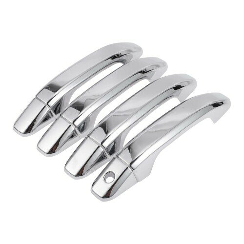 REPAIROCK シボレーに対応シルバラード1500 2014-2024用の4個セットの外部ドアハンドルカバー キーパッドなしのABSクロームシルバートーン