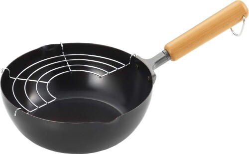 ヨシカワ 木柄 鉄製 いため兼用天ぷら鍋 20cm 容量：1.8L NEWグルメパワー 日本製 ギフトラッピング仕様 SJ3169