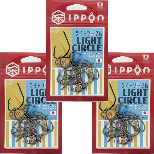 IPPON (一本) ライトサークルフック ブラックコート #2/0:16本入 3袋セット