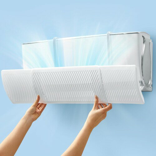 エアコン風よけカバー 冷風直撃防止 原初(gensho)上下180°風向き調整板 99%壁掛けエアコン対応 58~95cm伸縮自在 冷房暖房通用 工具不要 取り付け簡単 家庭用 白