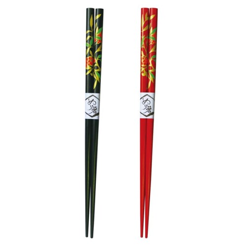 丸十(Marujyu) 塗箸 南天 2膳セット 黒・赤 22.5cm 742812