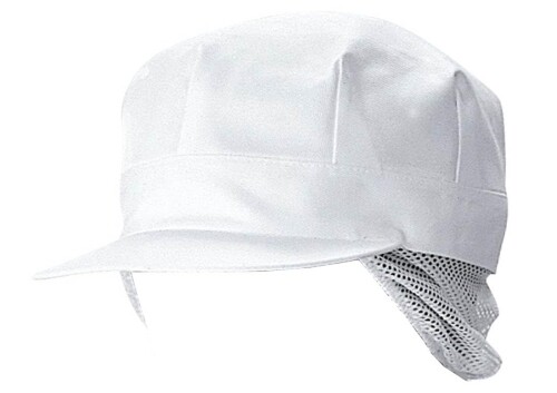 (セブンユニフォーム) メッシュタレ付八角帽 メッシュタレ付き 八角帽 衛生帽子 食品工場 JW4631 ホワイト LL