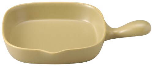 萬古焼 直火対応 バル 角 グリルパン 直径約20cm オリーブ色 オーブン対応 電子レンジ対応 日本製 15352