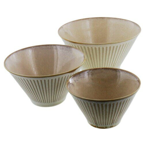 テーブルウェアイースト 和食器 台形マルチボウル 彫十草 3サイズセット 食器セット 和食器 どんぶり 丼ぶり 丼 ボウル (珊瑚, 3サイズセット 台形マルチボウル)
