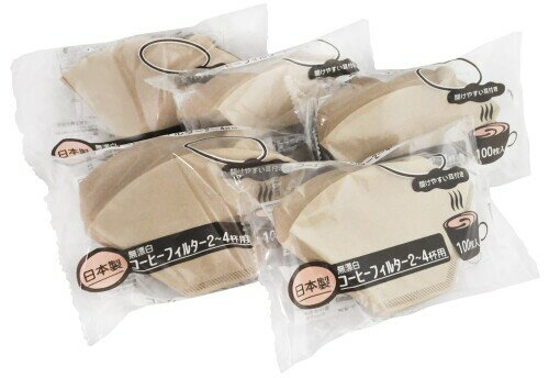 岡部(Okabe) コーヒー フィルター 2〜4杯用 日本製 台形 ドリッパー 専用 無漂白 ブラウン 開けやすい 耳付き 100枚 5個 パック 計500枚入