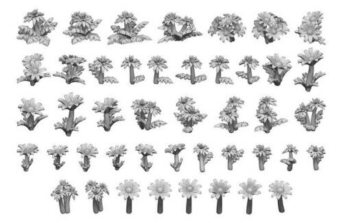 GREEN STUFF WORLD グリーンスタッフワールド ジオラマアクセサリー 3Dプリントセット ヒナギクとタンポポ 44個入 ホビー用アクセサリー GSWD-11619