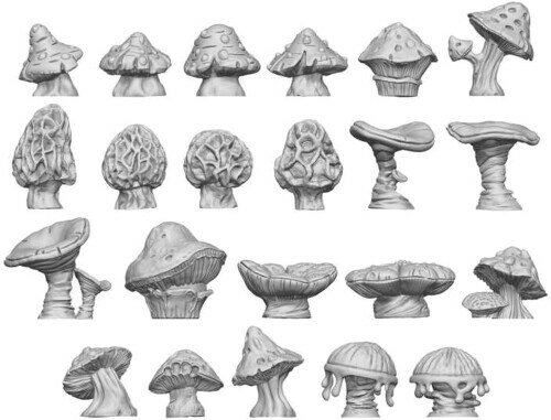 グリーンスタッフワールド ジオラマアクセサリー 3Dプリントセット 肉厚キノコ 22個入 レジンキット GS..