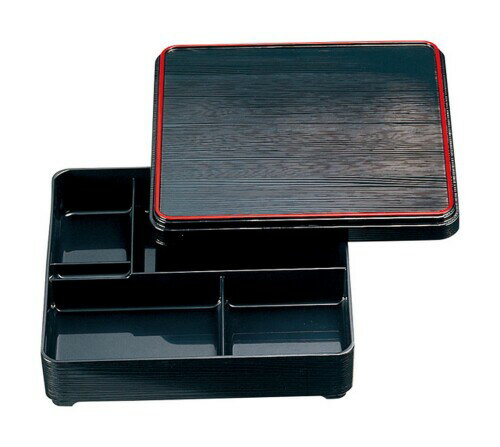 福井クラフト 8寸 角ヘギ目弁当 黒天朱内黒 (蓋親) 23213755