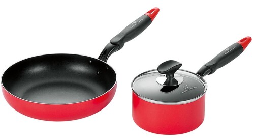 よこやま タツヤ・カワゴエ 片手鍋16cm&フライパン26cm TKM-501S レッド