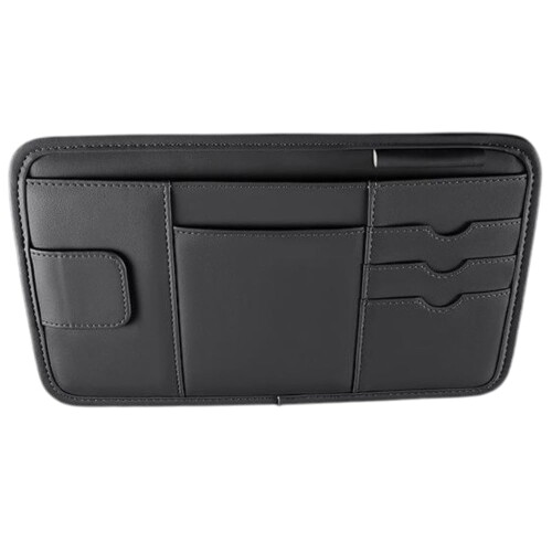 ARESACHI サンバイザー 車 収納 サンバイザーポケット メガネホルダー カード (ブラック)