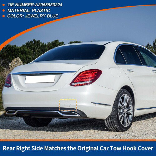 ACROPIX Mercedesに対応 Benzに対応 CクラスW205 2015 2020用リア右側の乗客用カーバンパートウフックカバー トウカバーキャップ 宝石ブルー 1個