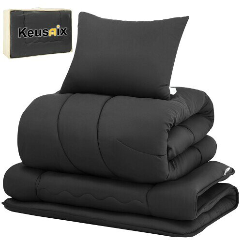 Keusnix 布団セット シングル 布団4点セット 寝具セット SEK認証 防臭 オールシーズン ふとんセット 洗..