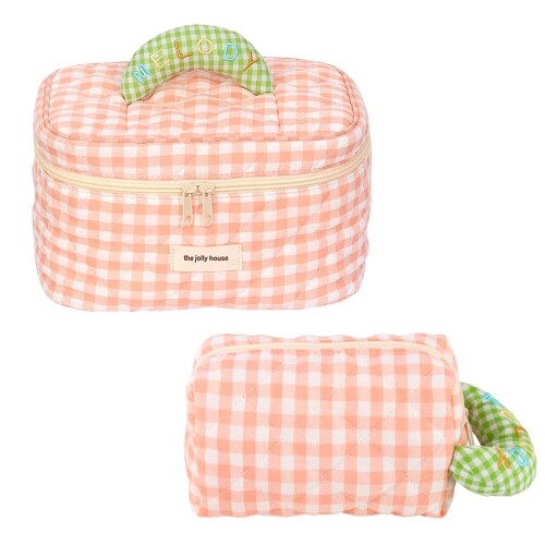 MILASIC チェックヌビポーチ2点セット おむつ 小物入れ 赤ちゃん 幼児 チャイルド 保育園 幼稚園 コス..