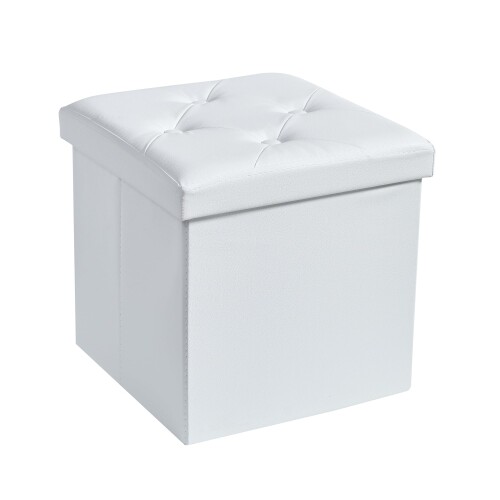 VECELO 収納スツール オットマン 収納ボックス 幅38*奥行き38*高さ38CM 耐荷重30kg 折り畳み可能 踏み台 足置き リビング/玄関/寝室適用 おもちゃ箱 洋服収納 化粧品収納ボックス 白