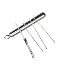 Liroyal 合金爪楊枝入れ 軽量 携帯 ピルケース キーホルダー ポータブル ボックス 容器 軽量便利 耐湿防圧 小物入れ ケース アウトドア 野外 山登り 4本セット 8.6*1.1cm