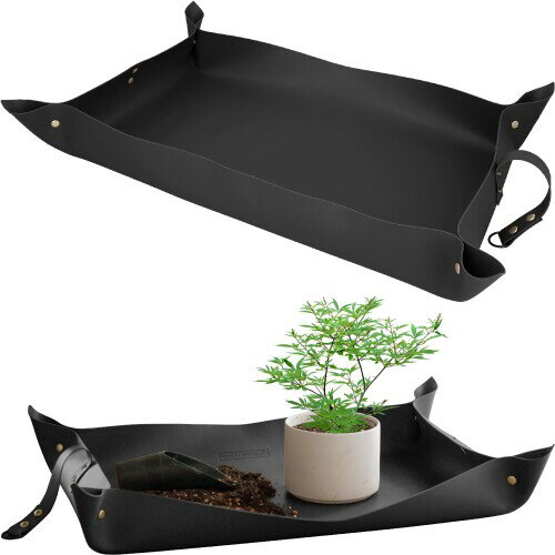 Glanz Design 園芸シート 防水 厚手 大きめ インテリア 75cm×50cm ブラック レザー マット 靴磨き用敷き革 園芸マット 植え替え用シート