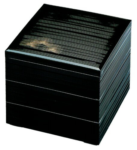 J-kitchens 重箱 3段 新6.5寸 千筋 重黒松笠 19.5cm x 19.5cm x 16.4cm 日本製