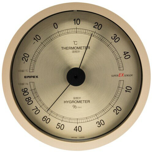 エンペックス(Empex) 温度湿度計 スーパーEX 温湿度計 壁掛け用 日本製 シャンパンゴールド EX-2728 14x14x2.9cm