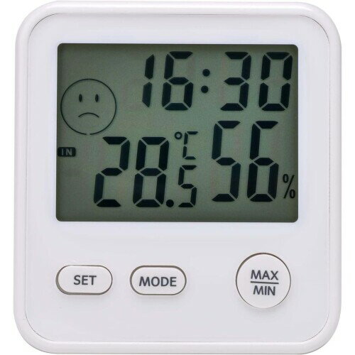 エンペックス (EMPEX) 温度計 湿度計 デジタル 置き マグネット 家 リビング 冷蔵庫 デジタルmini温度・湿度計 時計 ホワイト TD-8321