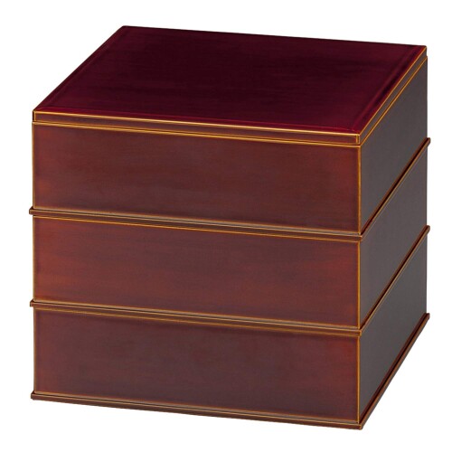 中山漆器 飛騨春慶塗 手塗漆)角重箱 3段