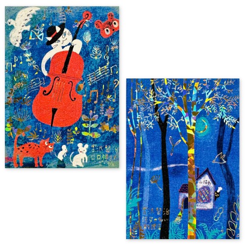 シール堂 日本製 箔入り ポストカード 2柄 セット 宮沢賢治 セロ弾きのゴーシュ 注文の多い料理店 Shin..