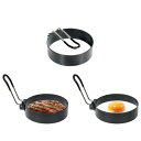 DEVENTORZ 目玉焼き 型 ステンレス製 目玉焼きリング (3個セット) サンドイッチ・マフィン・パン・ケーキ・お菓子作り・DIY手作りステンレス製 柄手付き 簡単使い 収納便利 家庭用キッチン