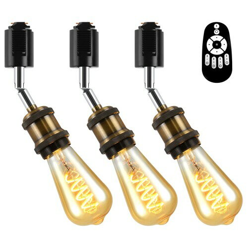 ANWIO ペンダントライト 3個セット レトロペンダントライト E26口金 4.5W（20W形相当） 300LM（調光可能） リモコン付き 電球付き ダクトレールライト 北欧 天井照明 角度調節可能 省エネ 居