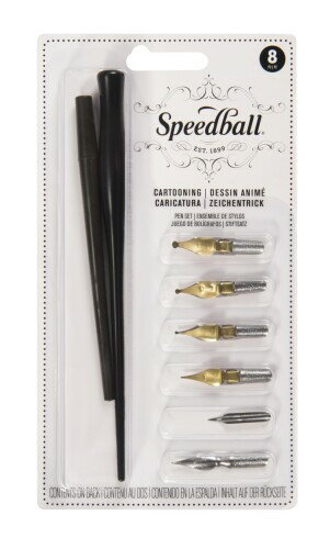 Speedball カートゥーンペンセット ペンホルダー2本 ニブ4本 ペン先2本 1個（1パック） ドローイングペ..