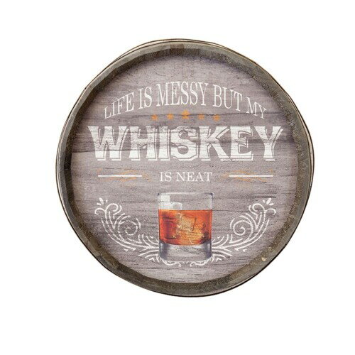 ［秋月貿易 ］バレルトップウォールサイン［WHISKEY IS NEAT］ WHISKEY IS NEAT 約Φ40 x D8 cm BTWB24002