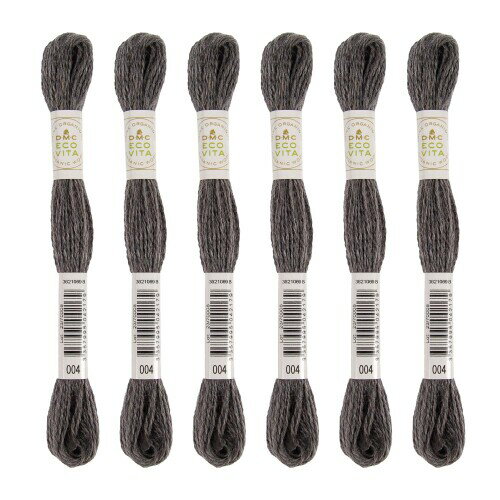DMC 刺繍糸 エコ ヴィータ ウールスレッド 長さ16m 6カセ入り #004 濃グレー系 360