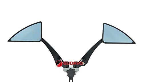 オートバイ アルミ CNC ミラー バイク三角鎌 汎用 8mm 10mm 逆/正ネジ付き ブラック ミラー KTM 川崎 ヤマハ スズキ 本田 ホンダ 鈴木 等に対応 (スタイル7 : 新三角粗)