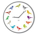 KOOKOO (クークー)ウルトラ フラット モダンなデザイン 鳥の声で時を知らせる 壁掛け時計 掛け時計 森の時計 鳥 さえずり アニバーサリー 贈り物 癒される壁時計 直径34cm グレーカラー