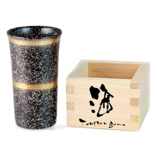 CtoC JAPAN 金帯一口ビアカップ(マス付) マルチ カップ [ファイ]6.1×10.8cm/180cc、枡 8.5×5.8cm/180cc..