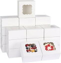 siawadeky ケーキボックス 窓付き 4号用 ケーキ箱 50個入り 正方形 ホワイト カップケーキボックス 組み立て簡単 お菓子 マフィン ドーナツ クッ...