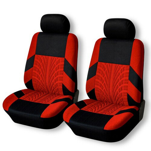 YESprime シートカバー 車 カー 座席 用品 フロント 汎用 通気 メッシュ スポンジ 運転席 助手席 セット 防水 バケット 赤
